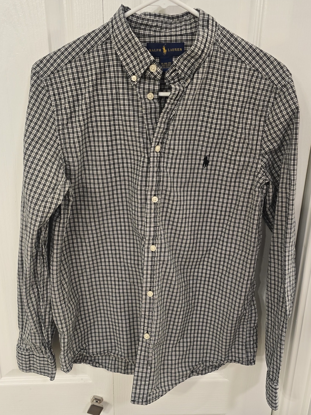 Boy's Ralph Lauren Black & White Checked Button-Down Shirt